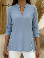 Women's Corduroy Button-Trimmed Top