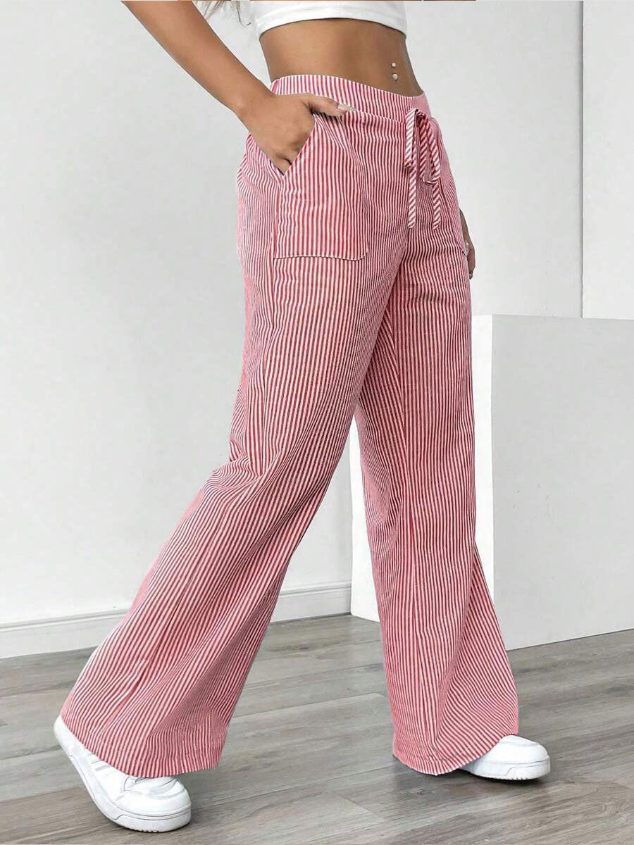 Women's Casual Striped Loose Wide-leg Trousers