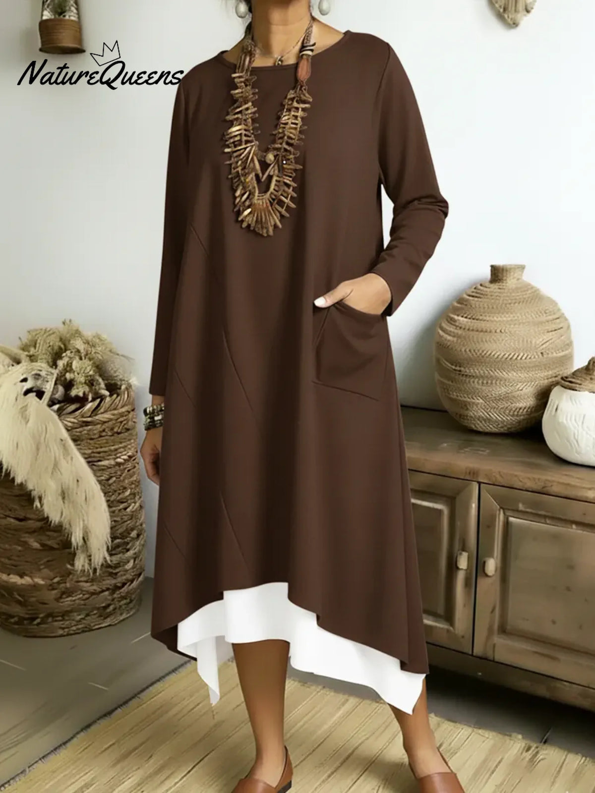 Women's Loose-fitting Casual Dress With Pockets