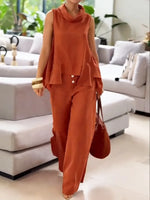 Women's Cozy Linen And Cotton Sleeveless Top And Pants Two-piece Set