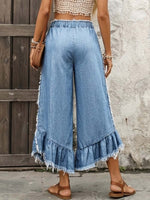 Women's Casual Loose-fit Wide-leg Jeans With Elastic Waist