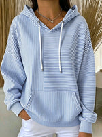 Casual Striped Cotton Hoodie