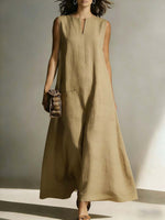 Women's Casual Simple Cotton And Linen Dress