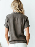 Classic Casual Linen And Cotton Short-sleeve Shirt