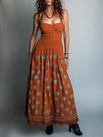 Bohemian Polka-dot Halter Linen And Cotton Dress