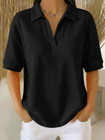 Casual Waffle-knit Short-sleeved Cotton Top