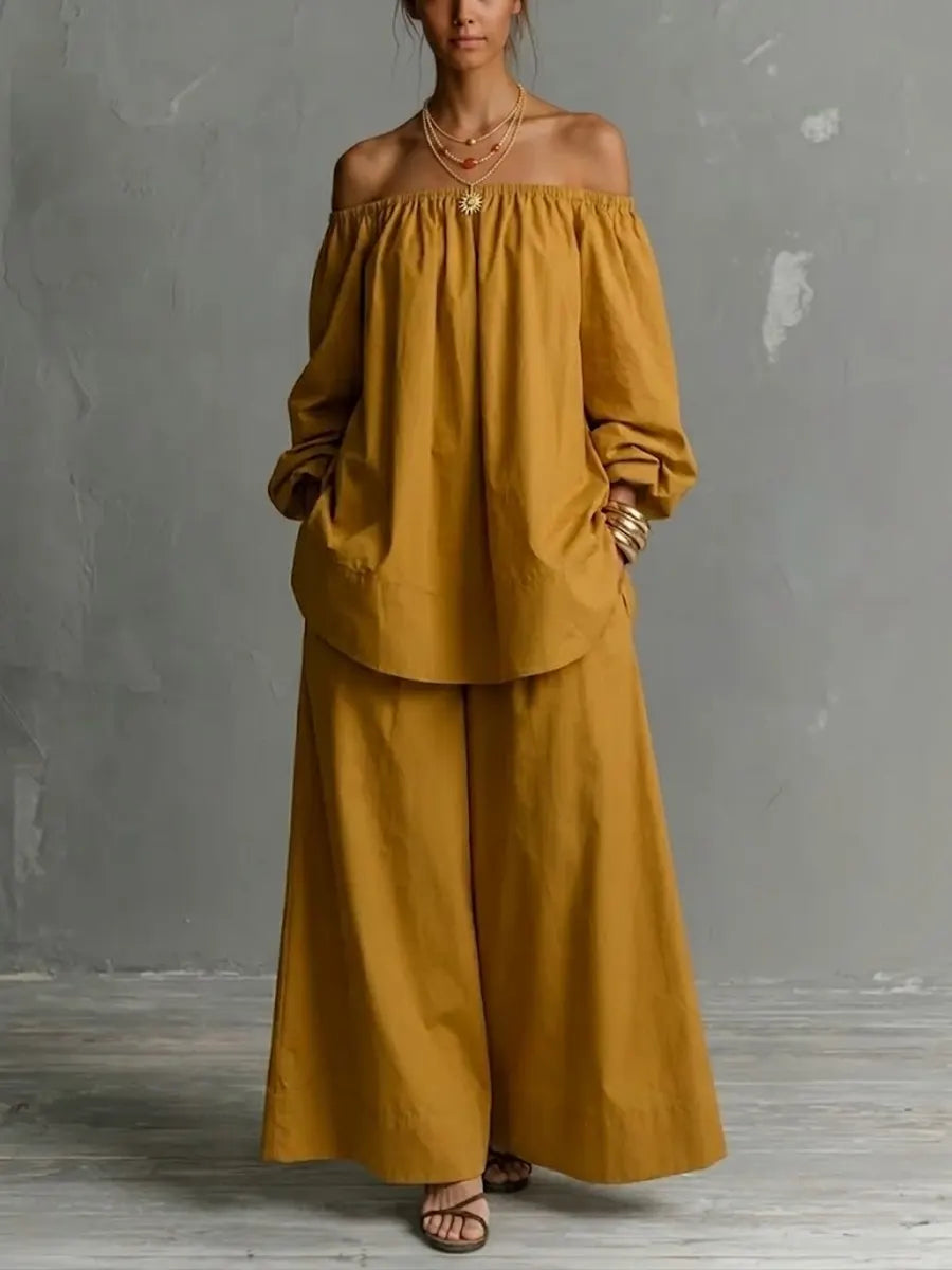 Women's Relaxed Vacation-style Wide-leg Pants Casual Set