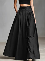 Women's Solid Color High-waisted Casual Loose Cotton Skirt