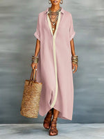 Women's Loose-fitting Linen And Cotton Shirt Dress