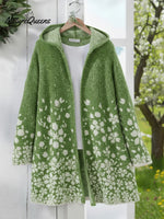 Cherry Blossom Secret Garden Hooded Knitted Cardigan