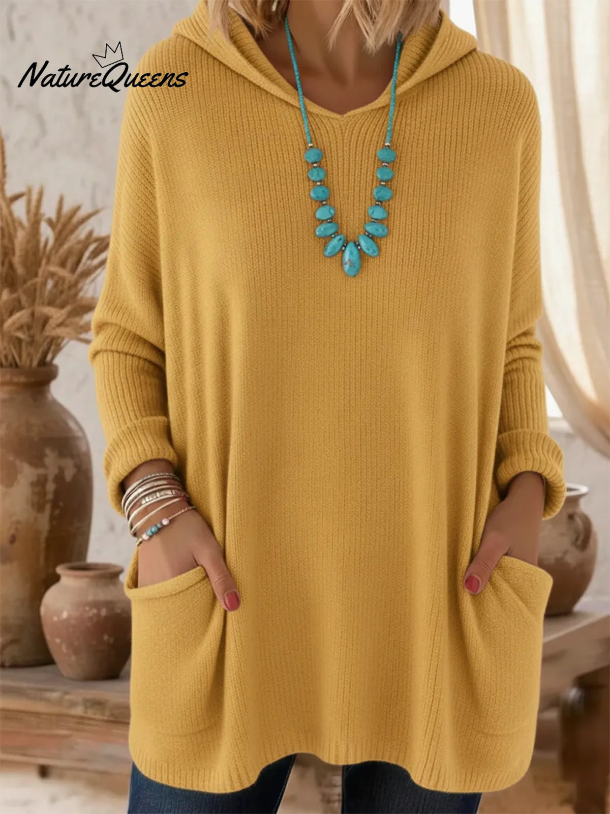 Cozy Loose Pocket Hooded Pullover Sweater