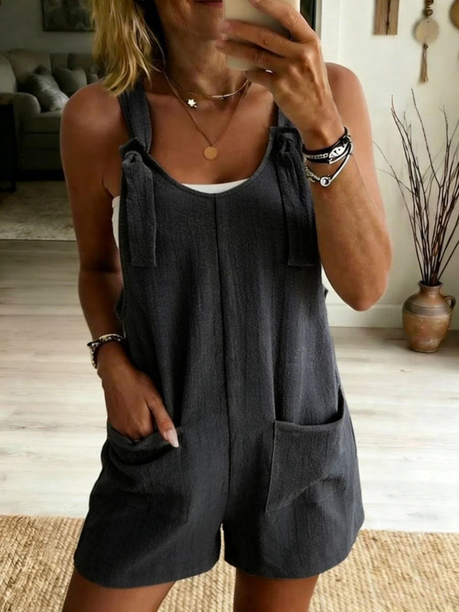 Women's Straps Casual Solid-color Jumpsuit