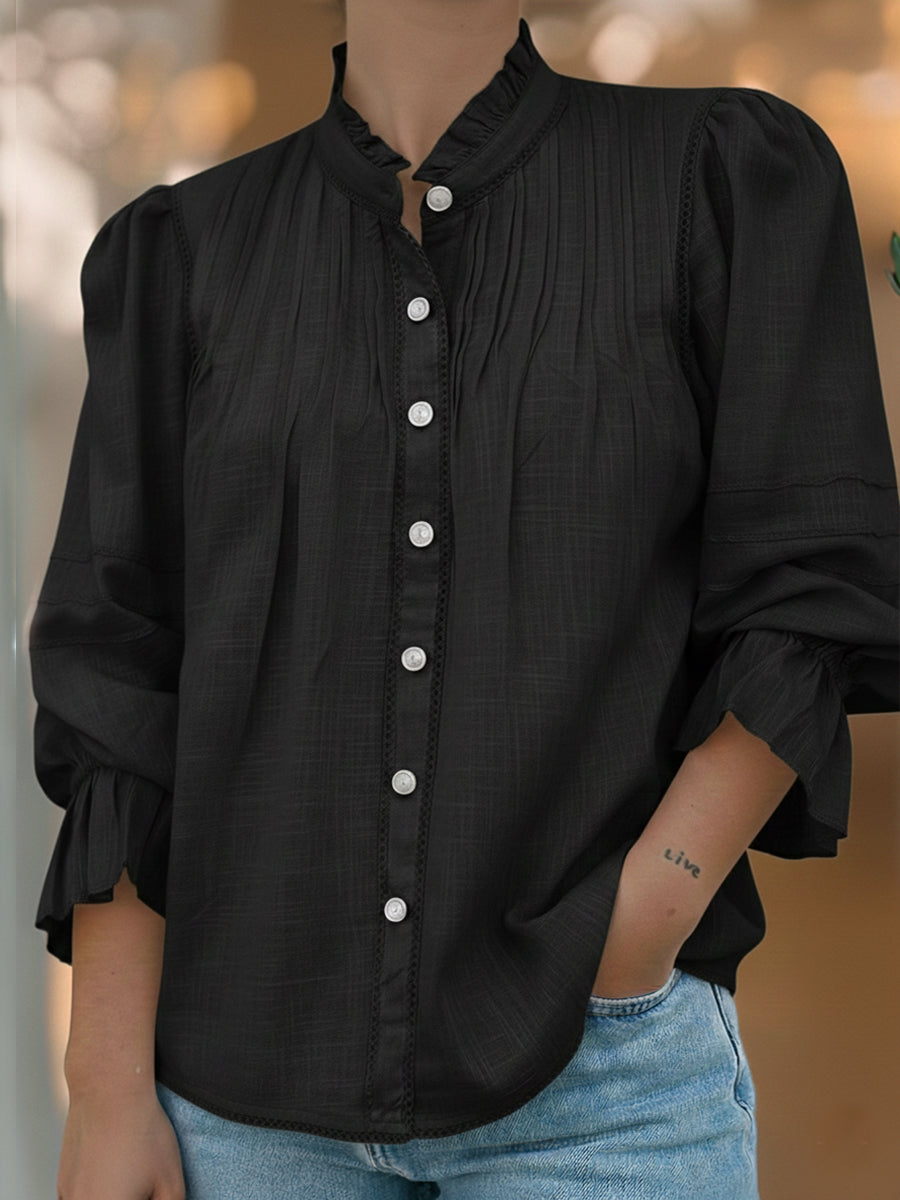 Patchwork Lace Linen And Cotton Shirt