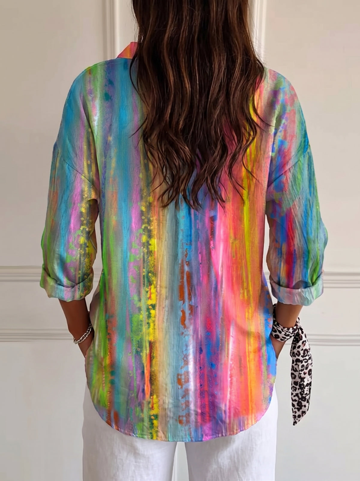 Women's Abstract And Colorful Print Casual Long-sleeve Shirt