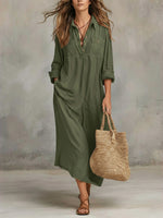Women's Casual Long-sleeved 100% Cotton Dress