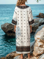 Women's Retro Ethnic Pattern Art Print Casual Cotton Linen Dress