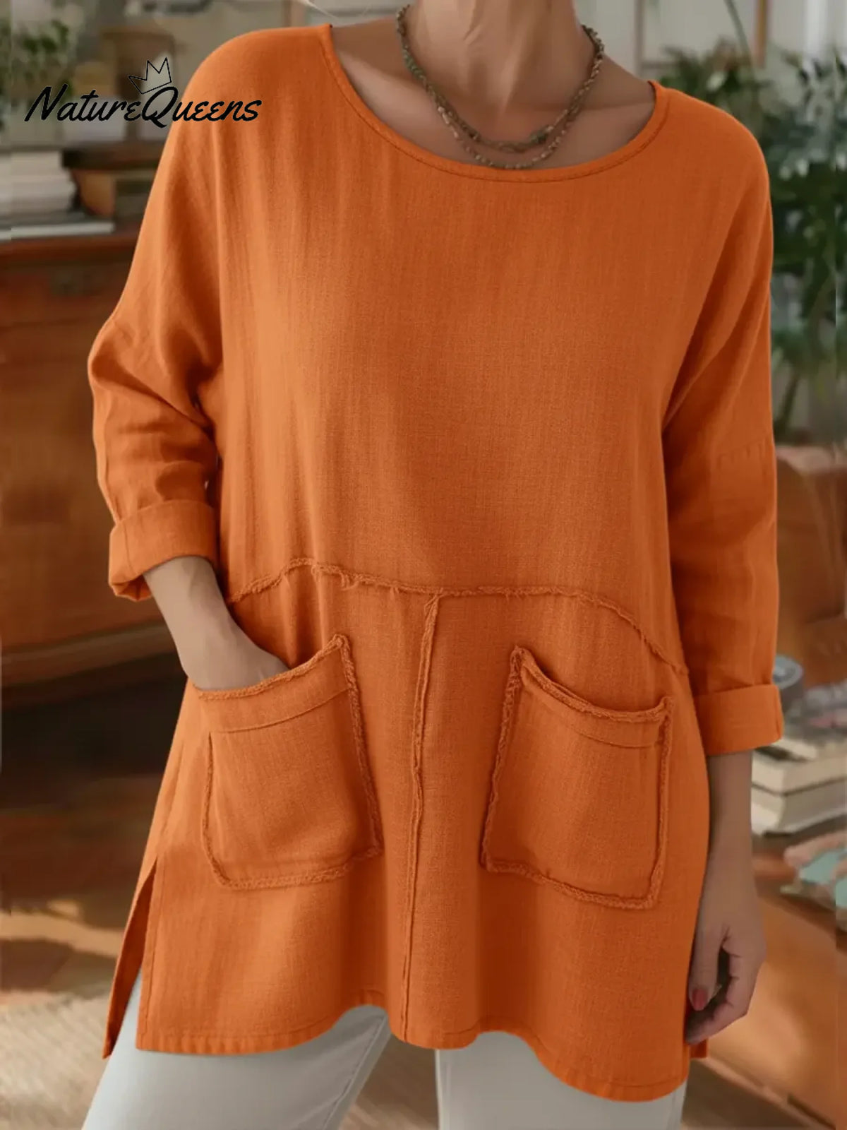 Women's Loose-fitting Casual Linen-cotton Top