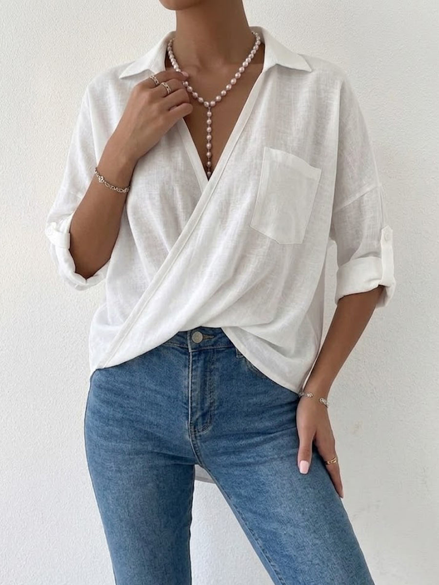 Camisa de lino y algodón de corte relajado