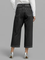 Women's High-waisted Loose-fitting Cropped Wide-leg Jeans
