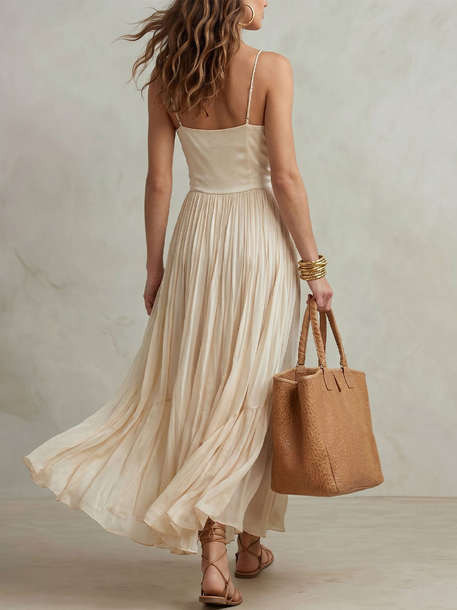 Women's Retro-elegant Ruched Strappy Dress