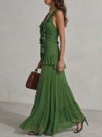Women's Long Dress With Ruffle Trim