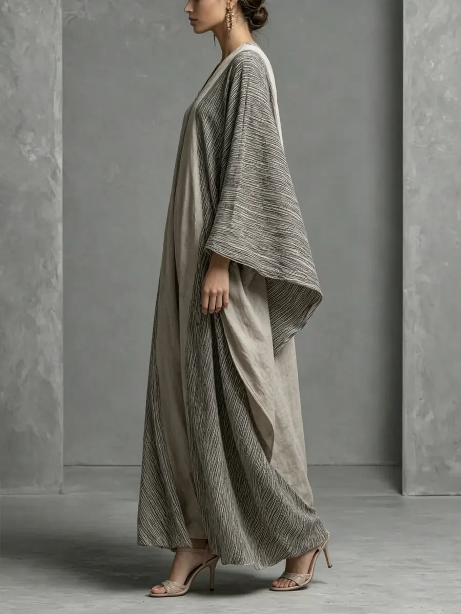Women's Vintage Ethnic Style Striped Batwing Sleeve Dress