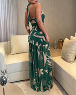Elegant Artistic Print Fitted Stretch Mesh Dress
