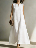 Women's Casual Simple Cotton And Linen Dress