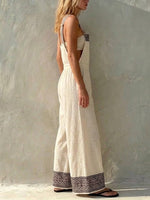 Women's Bohemian Style Cotton-linen Suspender Wide-leg Jumpsuit