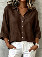 Minimalist Cozy Three-quarter Sleeve Cotton Linen Shirt