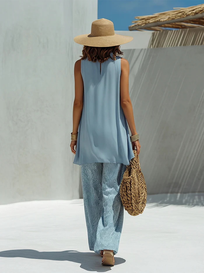 Women's Flowy Printed Casual Two-piece Set