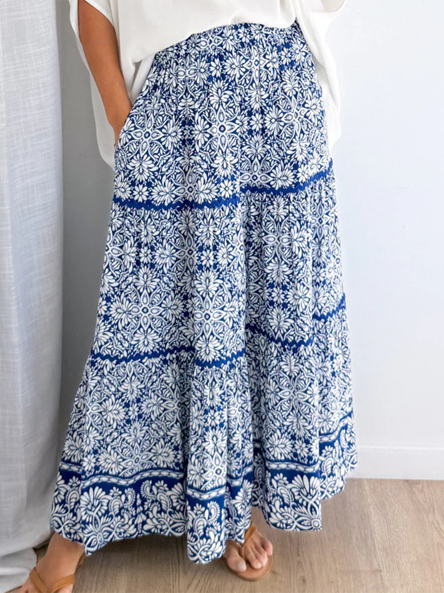 Romantic And Elegant Floral Print Skirt