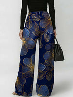 Women's Floral Pattern Art Print Casual Stylish Denim Pants