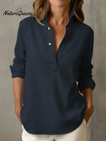 Casual Stand-collar Button-up Linen Shirt