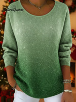 Christmas Galaxy Glitter Gradient Knit Sweater Top