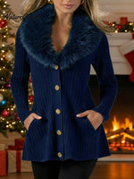 Women's Solid Color V-neck Long Sleeve Casual Loose Knit Top