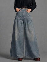 Retro Striped Print Wide-leg Jeans