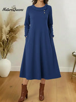 Women's Cozy Long-sleeved Cotton Dress