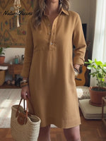 Classic Button-down Linen Shirt Dress