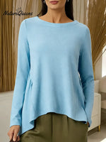 Women's Solid Color V-neck Bow Tie Long-sleeved Casual Loose Knit Sweater
