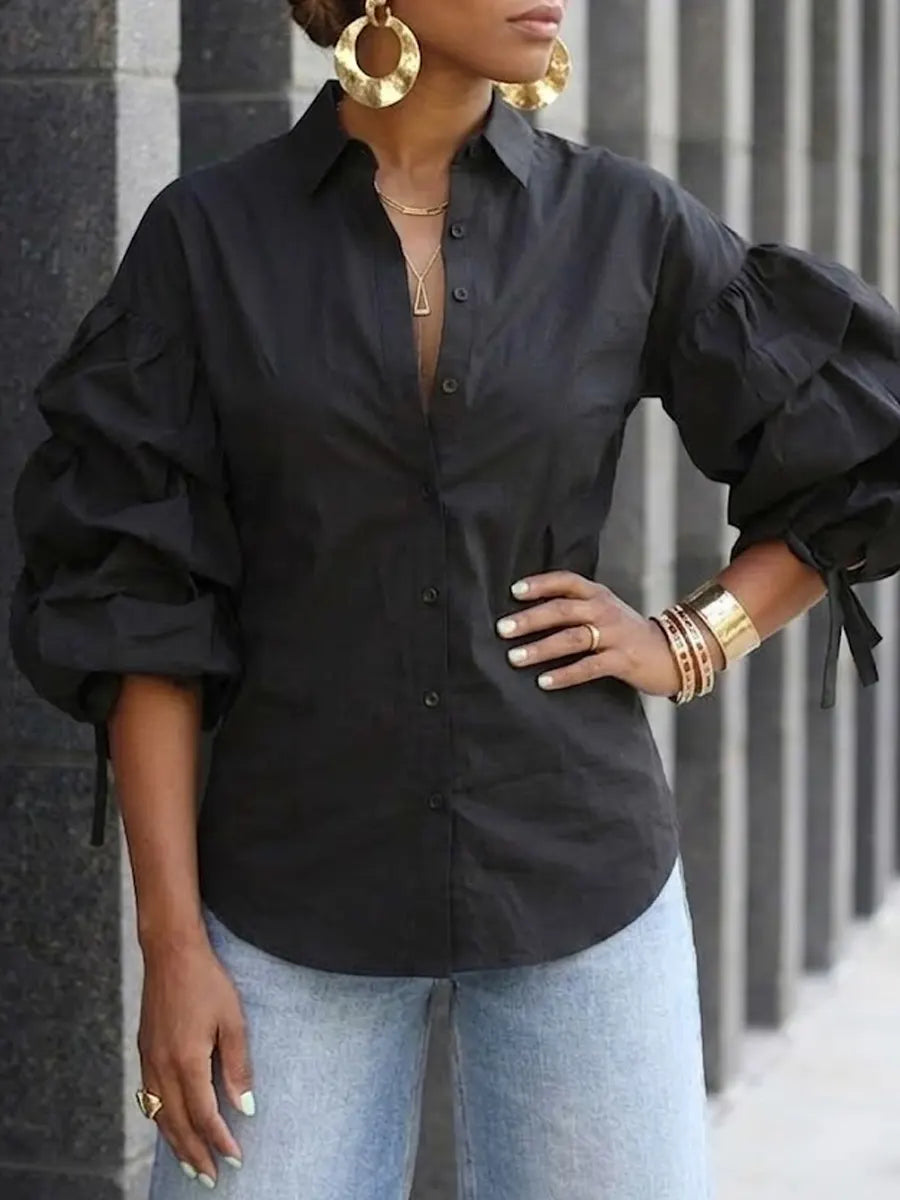 Women's Casual Design Puff Sleeve Shirt
