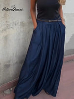 Women's Solid Color High-waisted Casual Loose Cotton Linen Wide-leg Pants