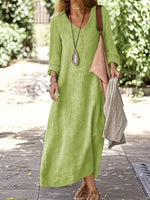 Women's Loose Solid Color Art Casual Cotton And Linen Dress