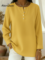 Casual Henley Collar Cotton And Linen Shirt