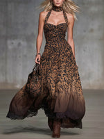 Women's Wild Leopard Print Halter-neck Sleeveless Dress