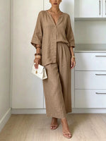 Women's Simple Casual Cotton And Linen Set