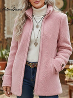 Women's Casual Lambswool Zip-up Jacket