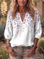 Retro Star-print Cotton-linen Shirt