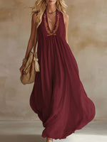 Women's V-neck Sleeveless Casual Loose Cotton And Linen Dress