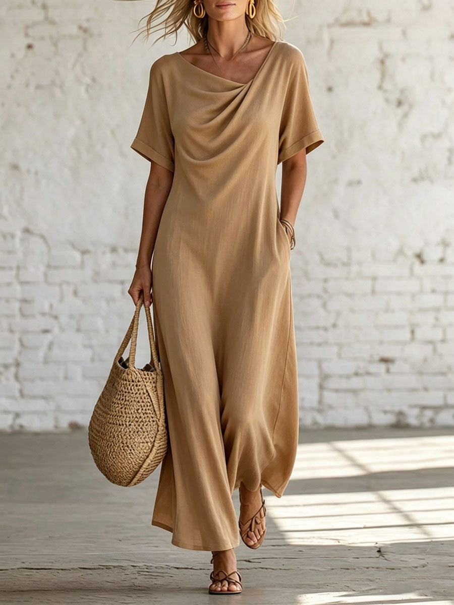 Women's Irregular-collar Chic & Casual Short-sleeve Dress
